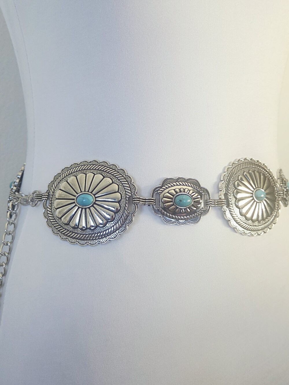 Silver & Turquoise Chain Belt - Picture 6 of 8